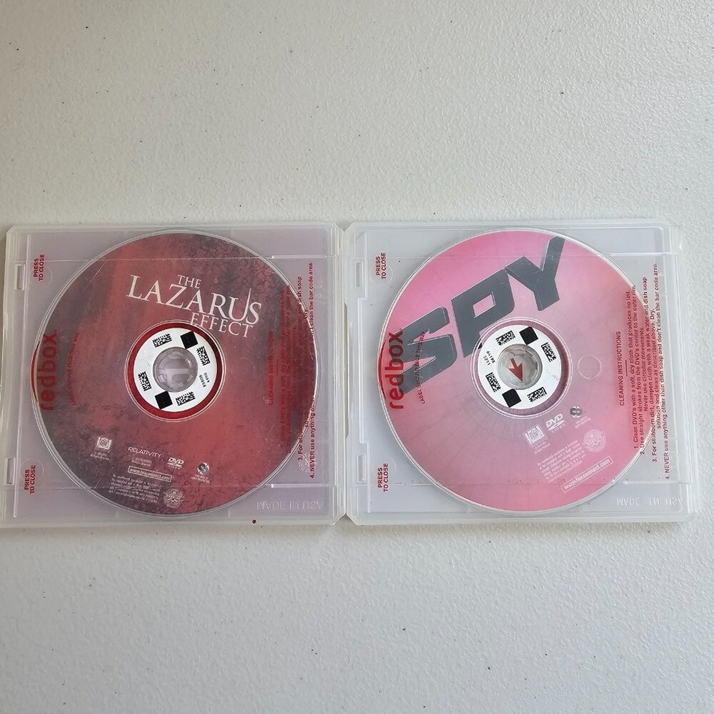 DVD Lot of 2 Redbox The Lazarus Effect & Spy Action Comedy Horror Movies EUC